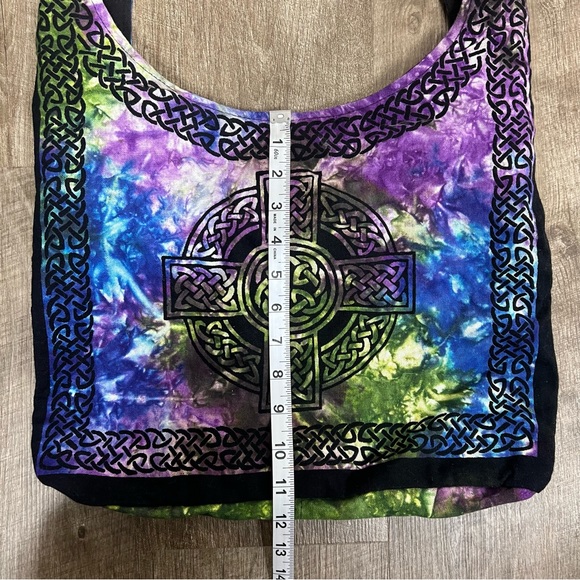 Brandless Handmade Tie Dye Celtic Knot Crossbody Hobo Tote Bag - Picture 2 of 14